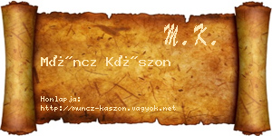 Müncz Kászon névjegykártya
